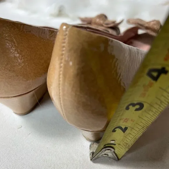 Libby Edelman taupe & brown snake skin print peep toe toe wedge shoes size 8.5 - Picture 5 of 8